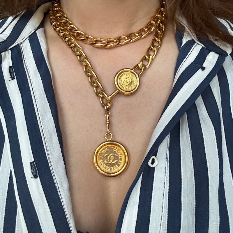 Chanel Vintage Gold-Plated CC Medallion Chain Belt