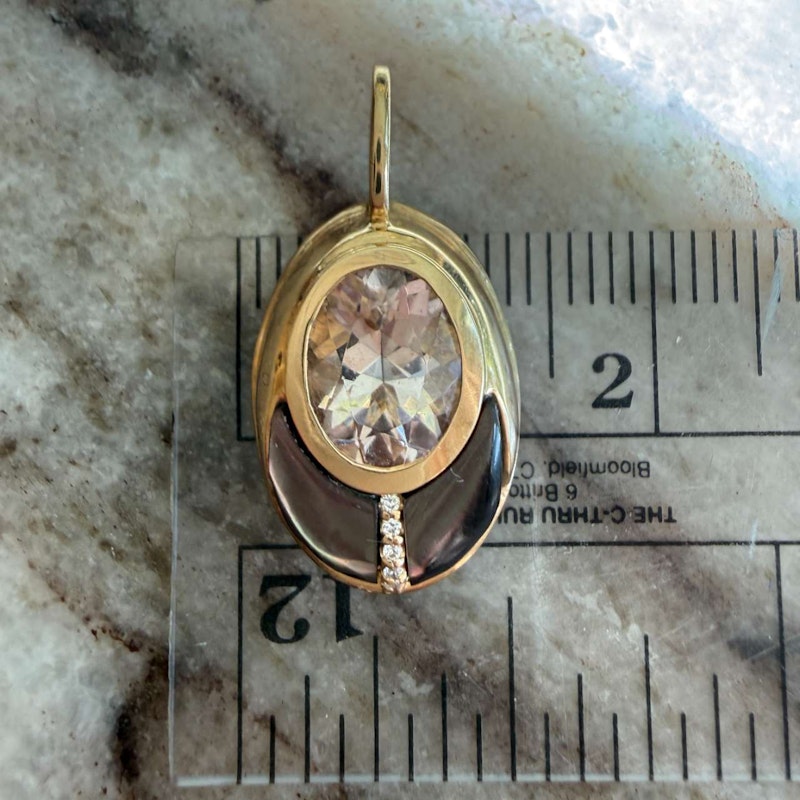 Mason and Books Morganite & Mother of Pearl Small Lovebug Pendant