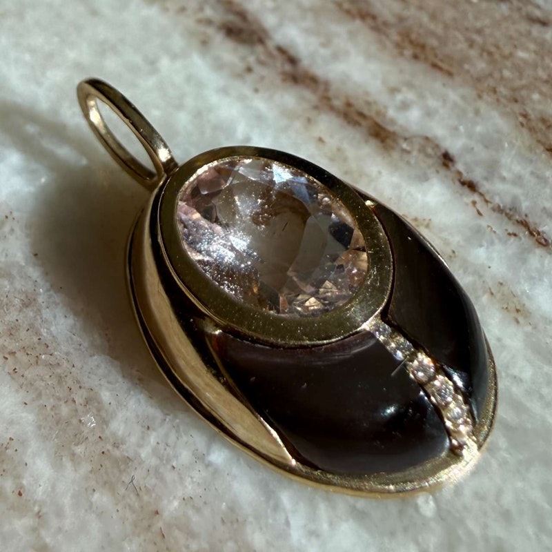 Mason and Books Morganite & Mother of Pearl Small Lovebug Pendant