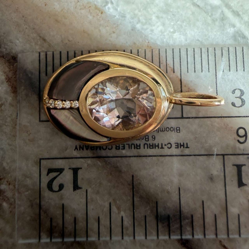 Mason and Books Morganite & Mother of Pearl Small Lovebug Pendant