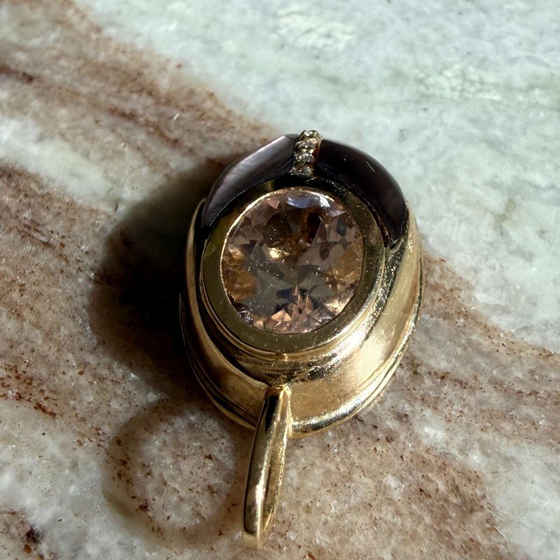 Mason and Books Morganite & Mother of Pearl Small Lovebug Pendant