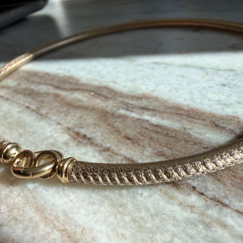 Mason and Books Golden Leather Torque Necklace