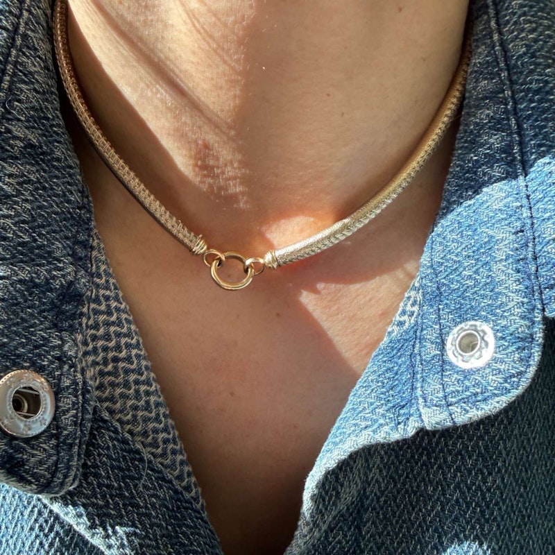 Mason and Books Golden Leather Torque Necklace