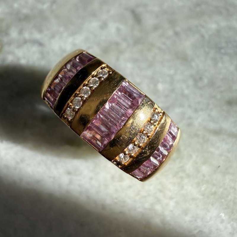 Sorellina Pink Sapphire & Diamond Tarot Baguette Ring