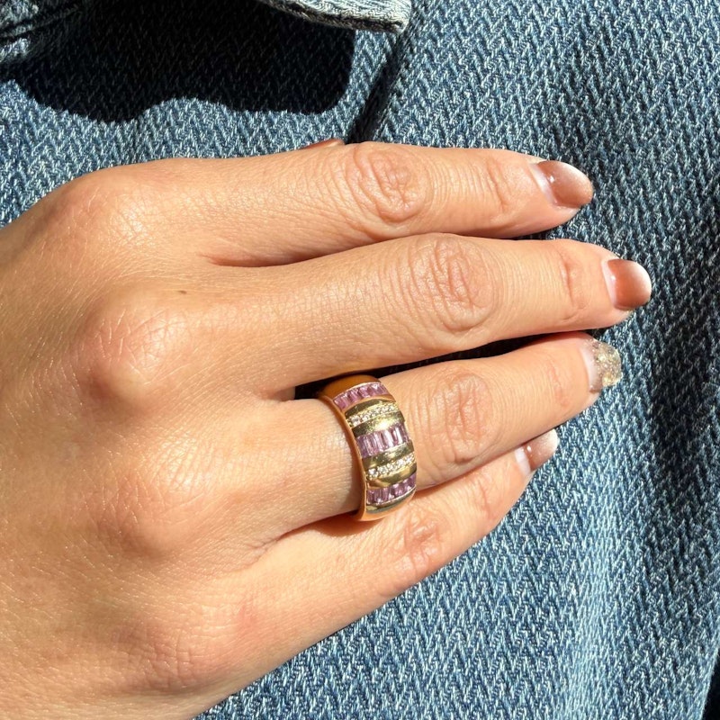 Sorellina Pink Sapphire & Diamond Tarot Baguette Ring