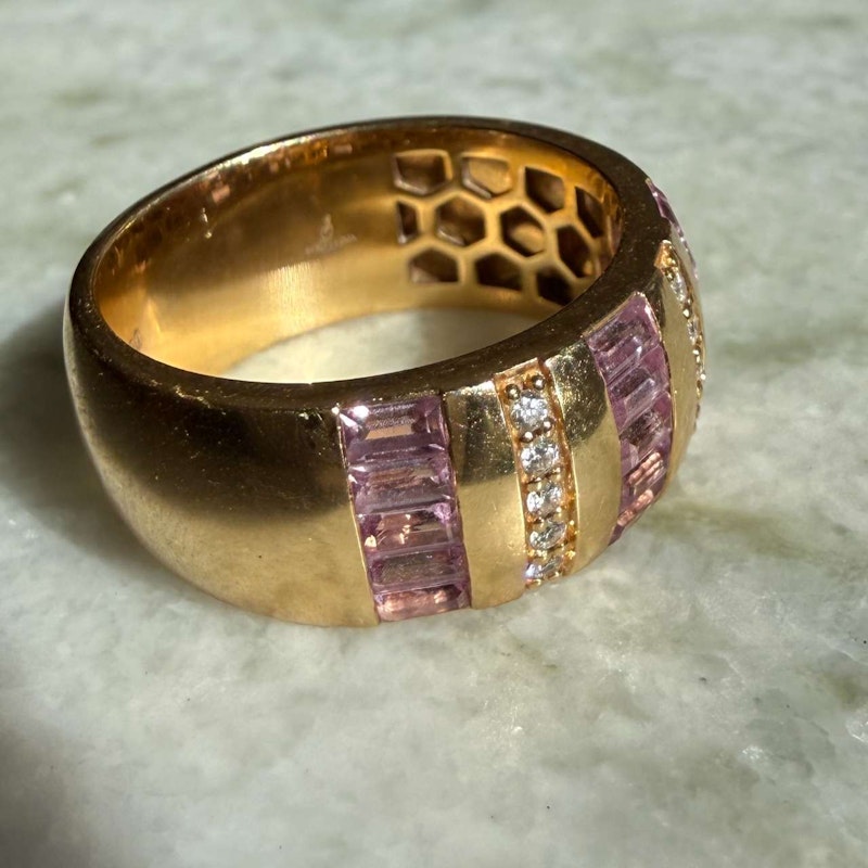 Sorellina Pink Sapphire & Diamond Tarot Baguette Ring