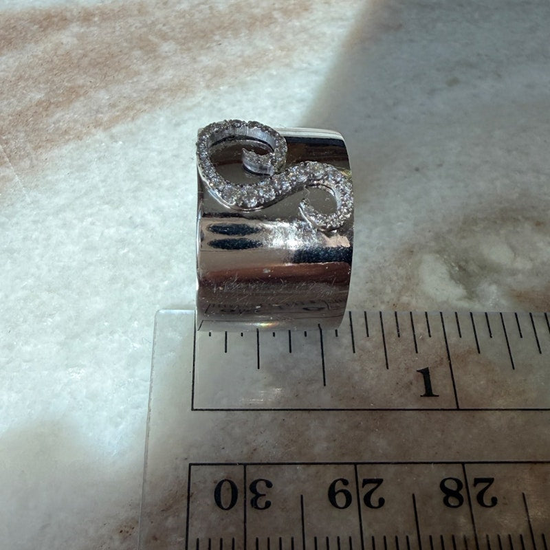 Shylee Rose 14k White Gold Diamond S Initial Cigar Band Ring