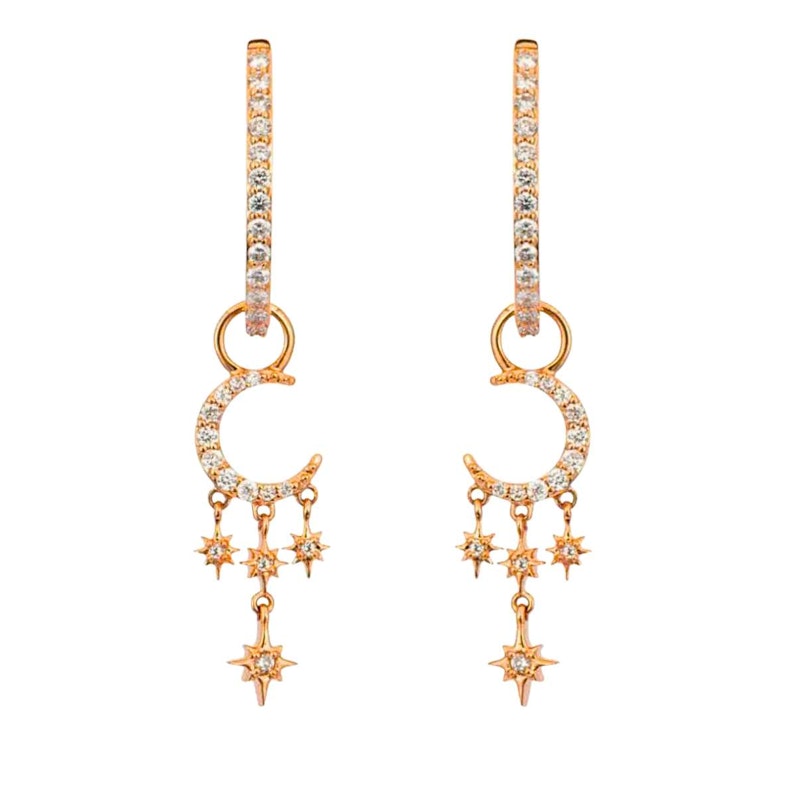 Three Stories 14k Rose Gold Make a Wish Small Crescent Moon and Star Charms