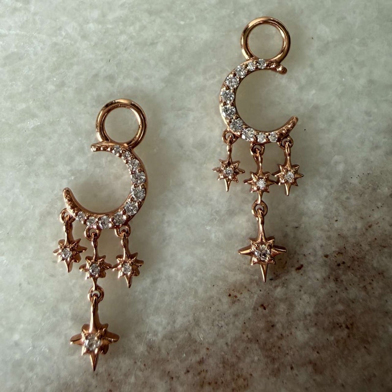 Three Stories 14k Rose Gold Make a Wish Small Crescent Moon and Star Charms