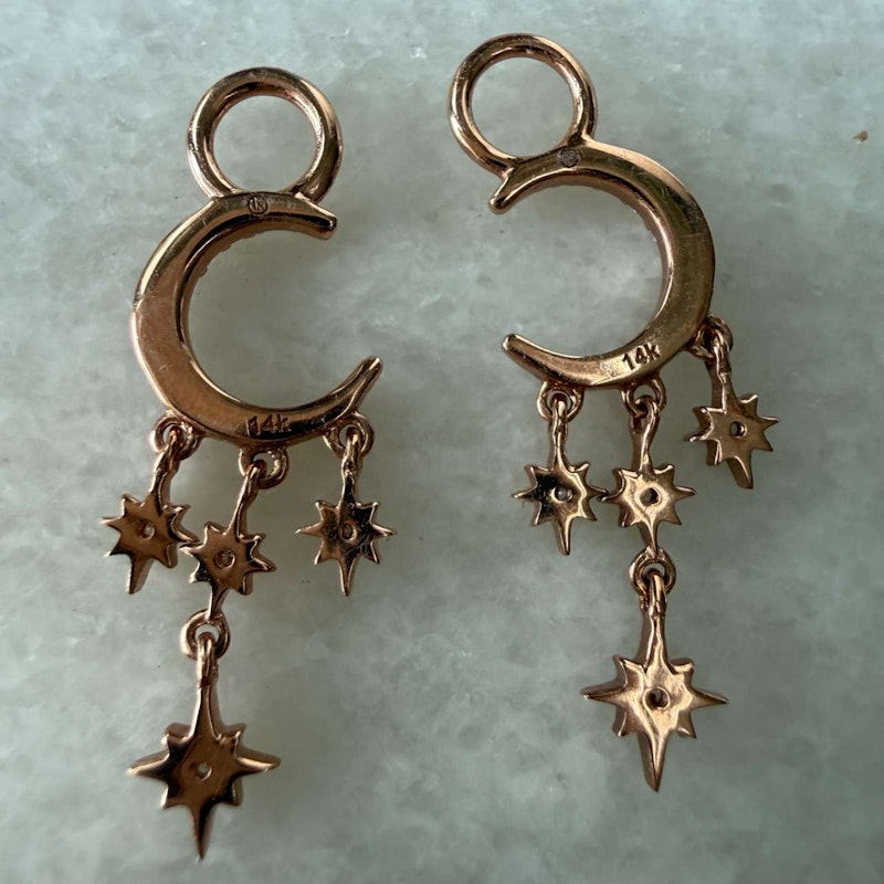 Three Stories 14k Rose Gold Make a Wish Small Crescent Moon and Star Charms