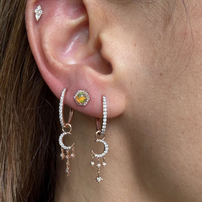Three Stories 14k Rose Gold Make a Wish Small Crescent Moon and Star Charms