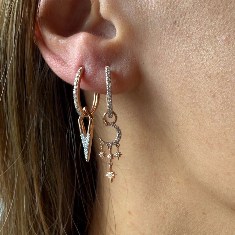 Three Stories 14k Rose Gold Make a Wish Small Crescent Moon and Star Charms