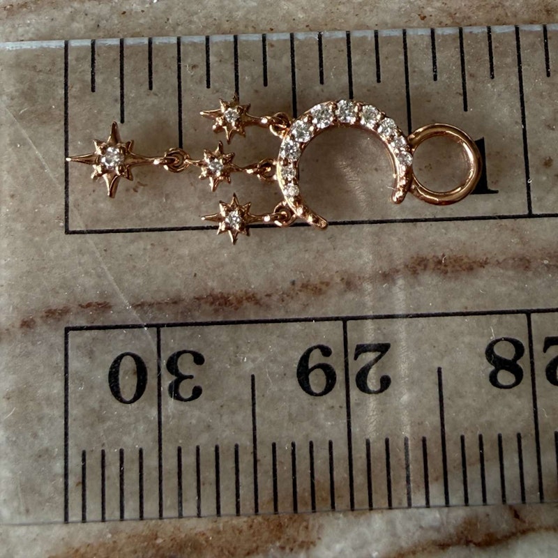 Three Stories 14k Rose Gold Make a Wish Small Crescent Moon and Star Charms