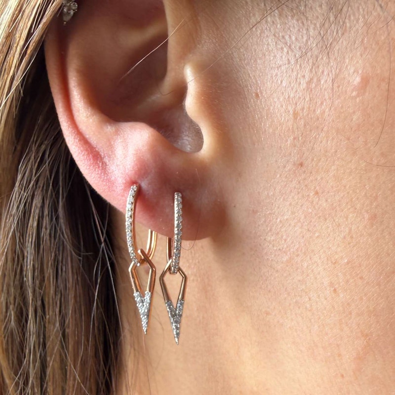 Three Stories 14k Rose Gold Classic Open Dagger Diamond Charms