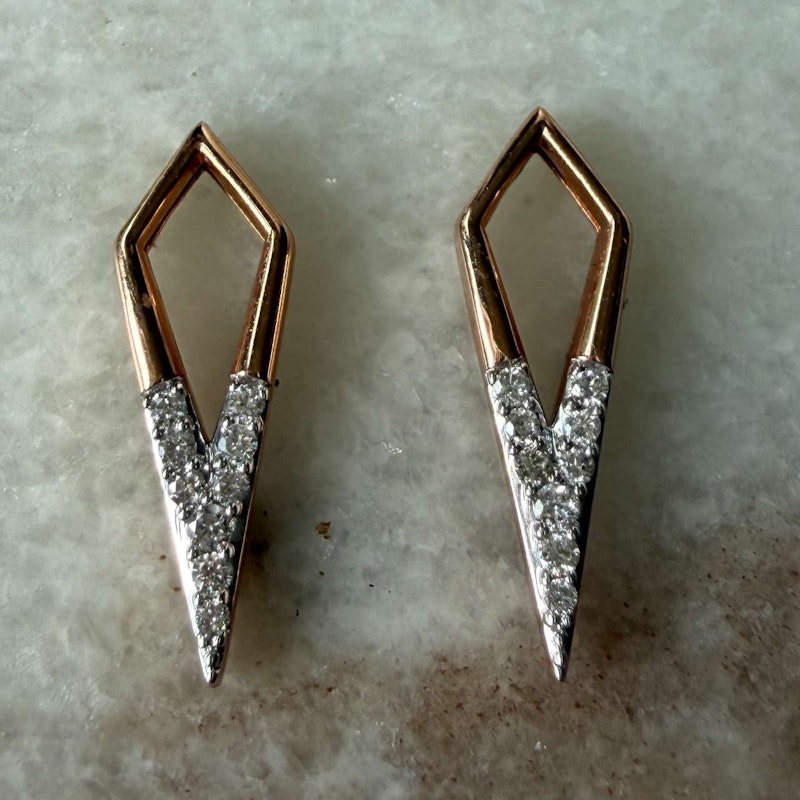 Three Stories 14k Rose Gold Classic Open Dagger Diamond Charms