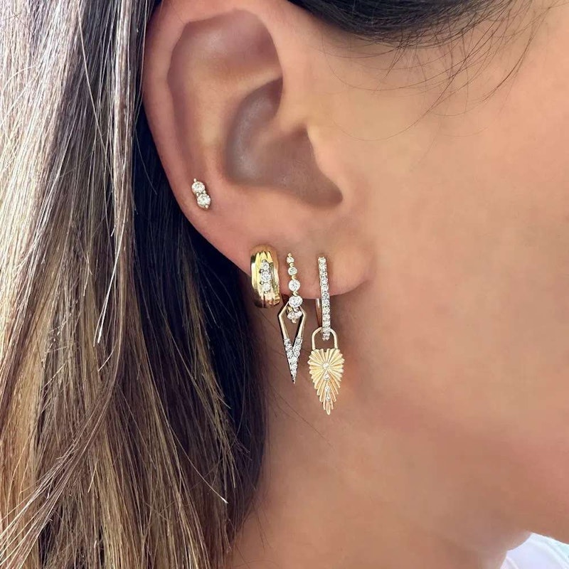 Three Stories 14k Rose Gold Classic Open Dagger Diamond Charms