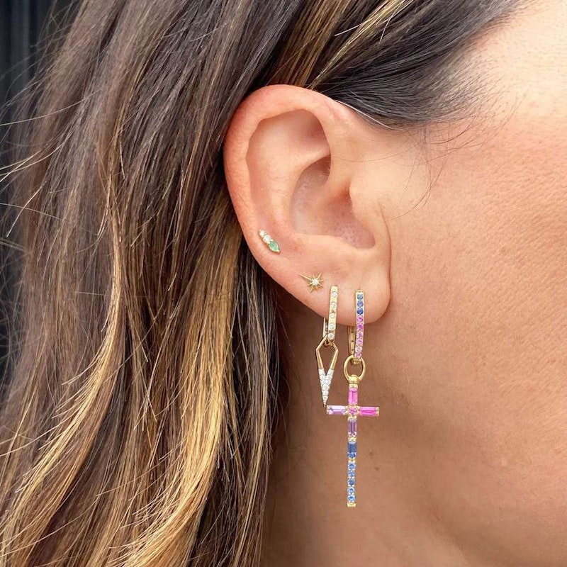 Three Stories 14k Rose Gold Classic Open Dagger Diamond Charms