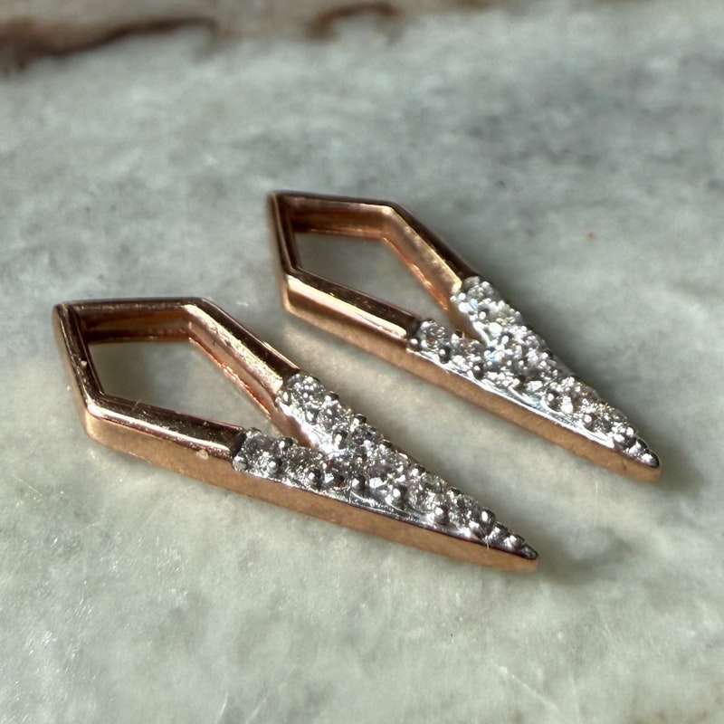 Three Stories 14k Rose Gold Classic Open Dagger Diamond Charms