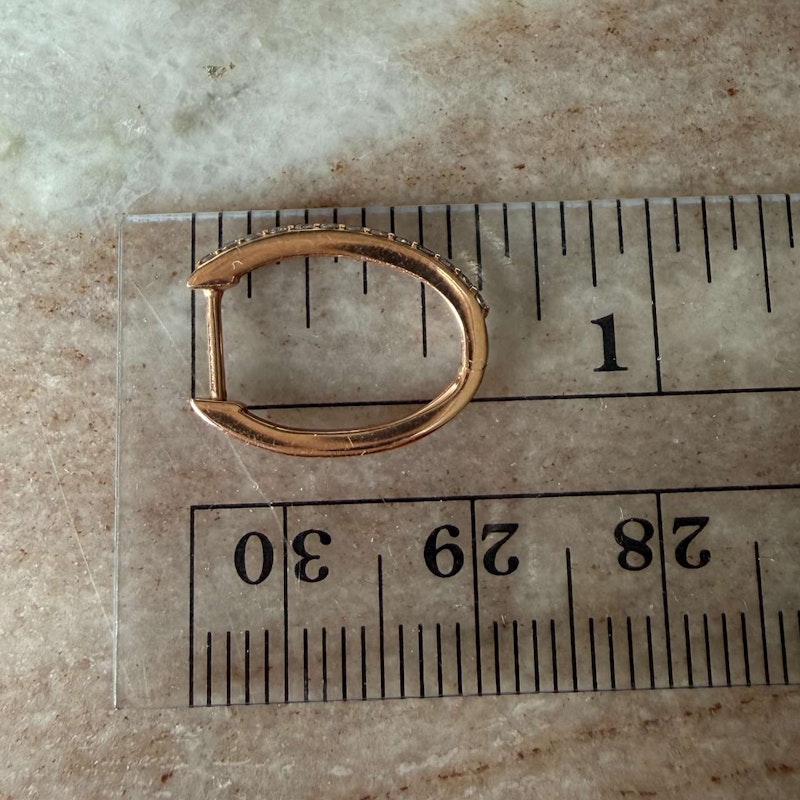 Three Stories 14K Rose Gold Classic Small Oval Pavé Hoop Earrings