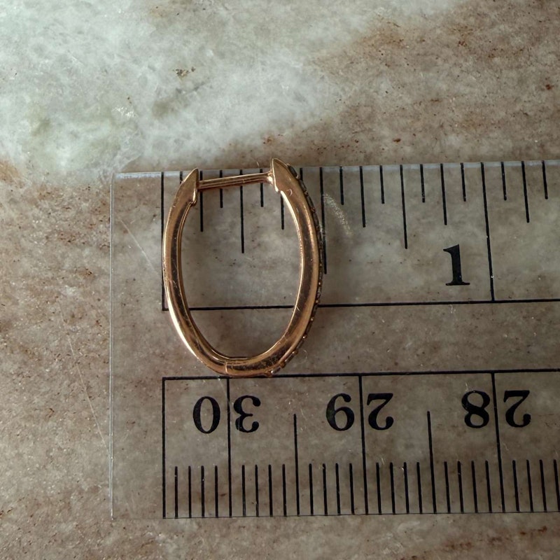 Three Stories 14K Rose Gold Classic Small Oval Pavé Hoop Earrings