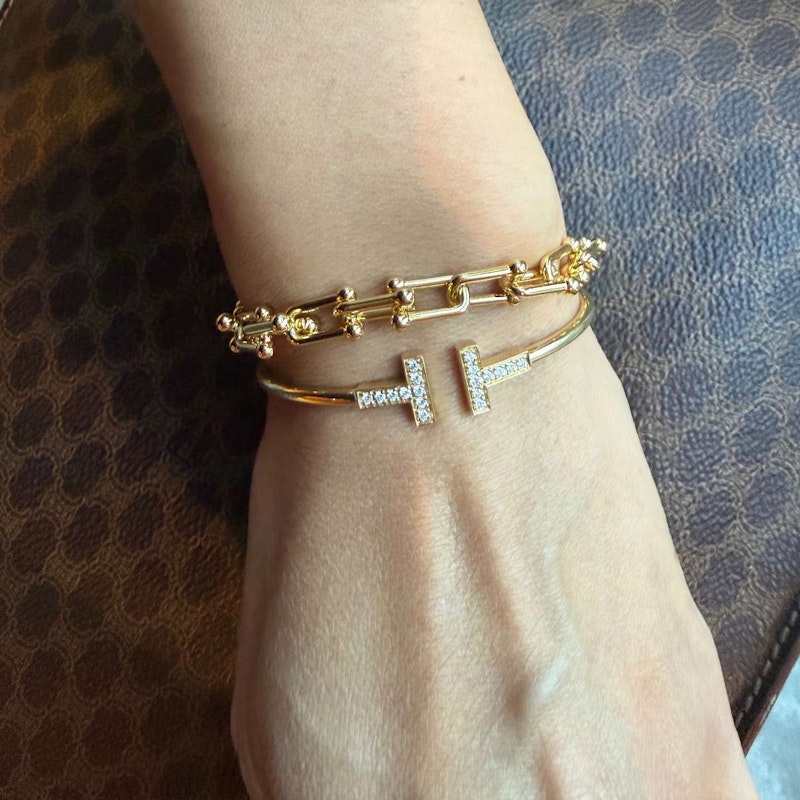 Tiffany & Co. Yellow Gold Diamond “T” Wire Bracelet