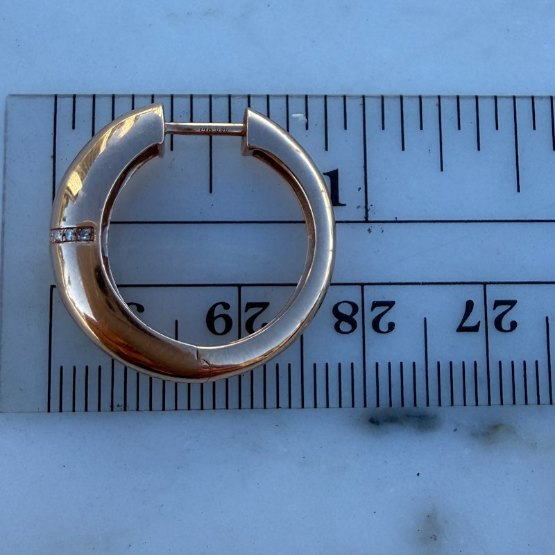 14k Rose Gold Pavé Diamond Row Dome Hoop Earrings
