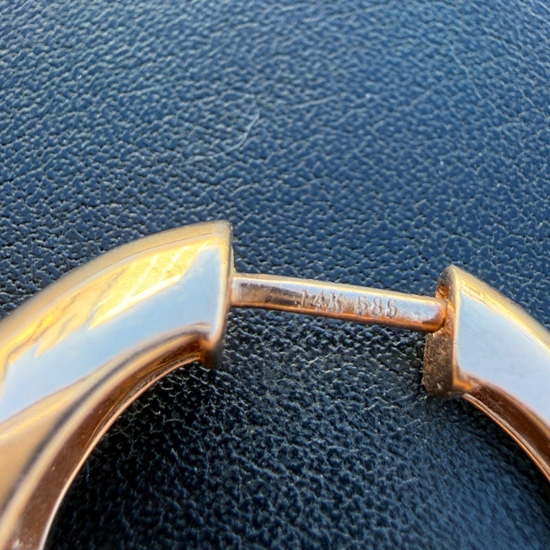 14k Rose Gold Pavé Diamond Row Dome Hoop Earrings
