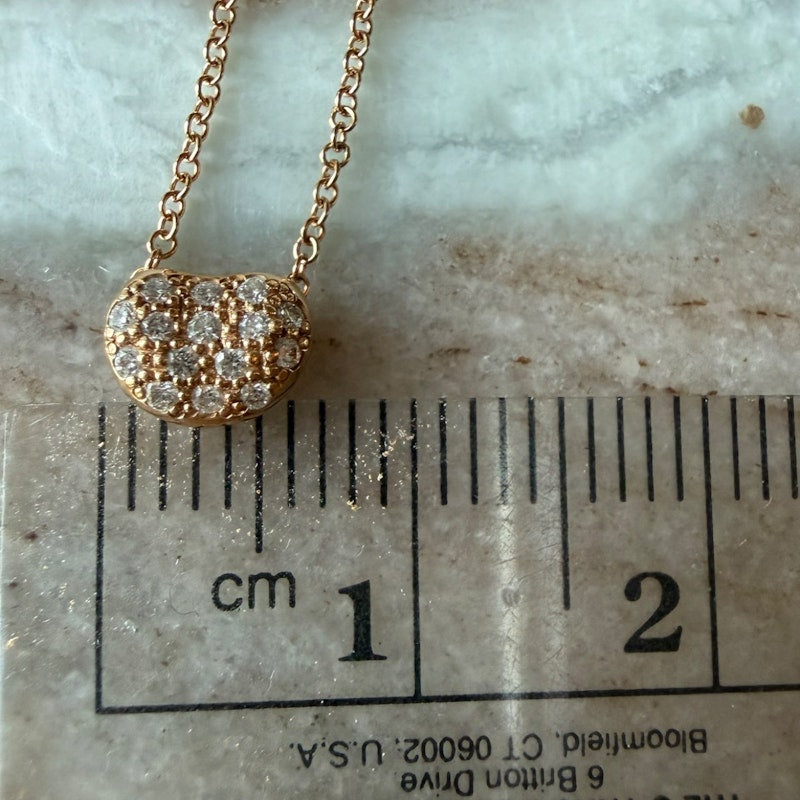 Tiffany & Co. Elsa Peretti Bean Rose Gold Pavé Diamond Pendant Necklace