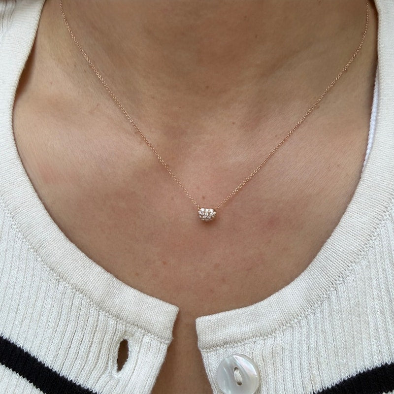 Tiffany & Co. Elsa Peretti Bean Rose Gold Pavé Diamond Pendant Necklace