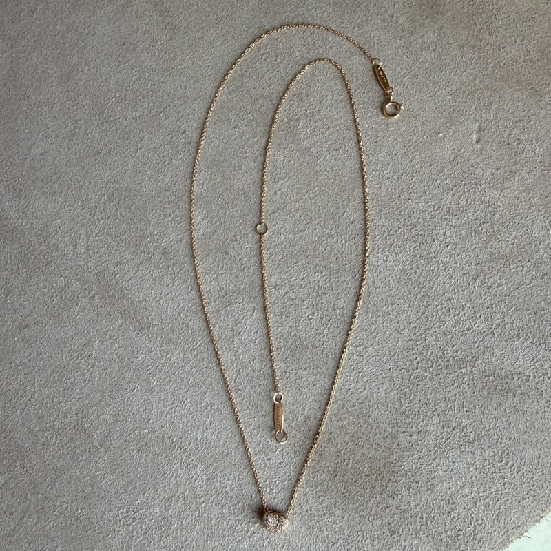 Tiffany & Co. Elsa Peretti Bean Rose Gold Pavé Diamond Pendant Necklace