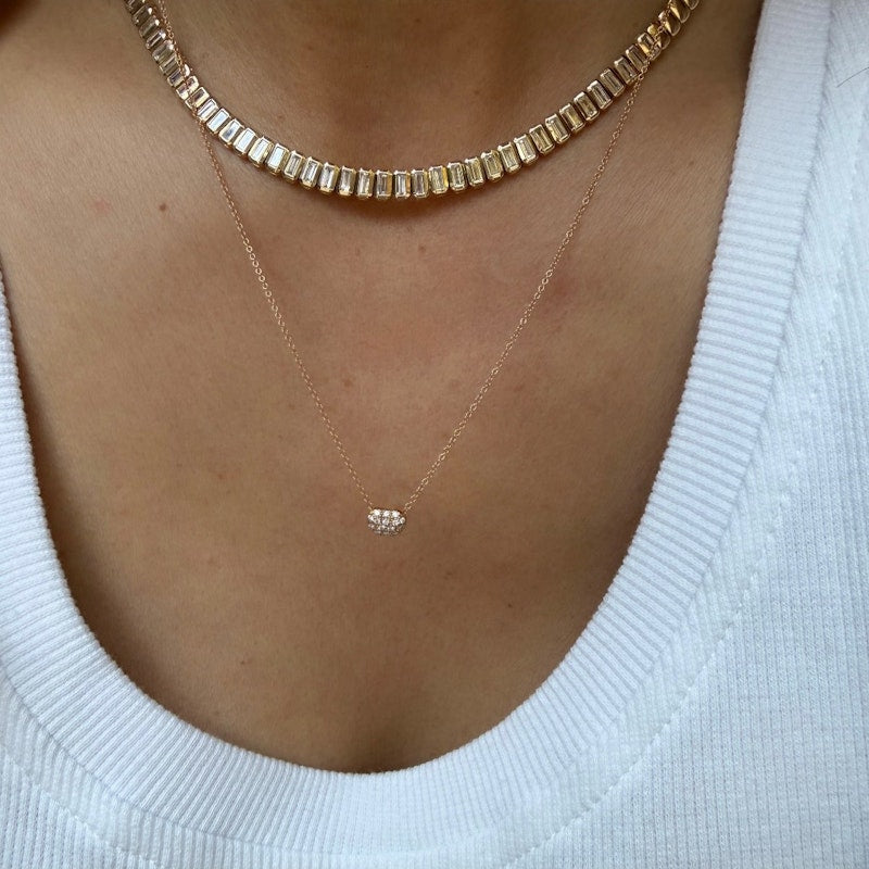Tiffany & Co. Elsa Peretti Bean Rose Gold Pavé Diamond Pendant Necklace