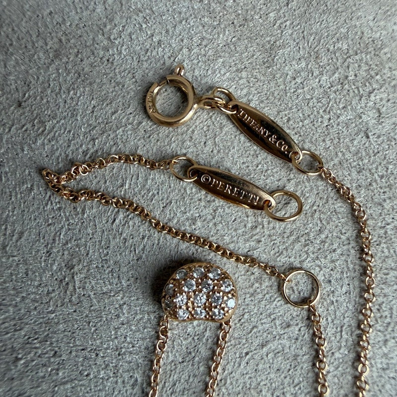Tiffany & Co. Elsa Peretti Bean Rose Gold Pavé Diamond Pendant Necklace
