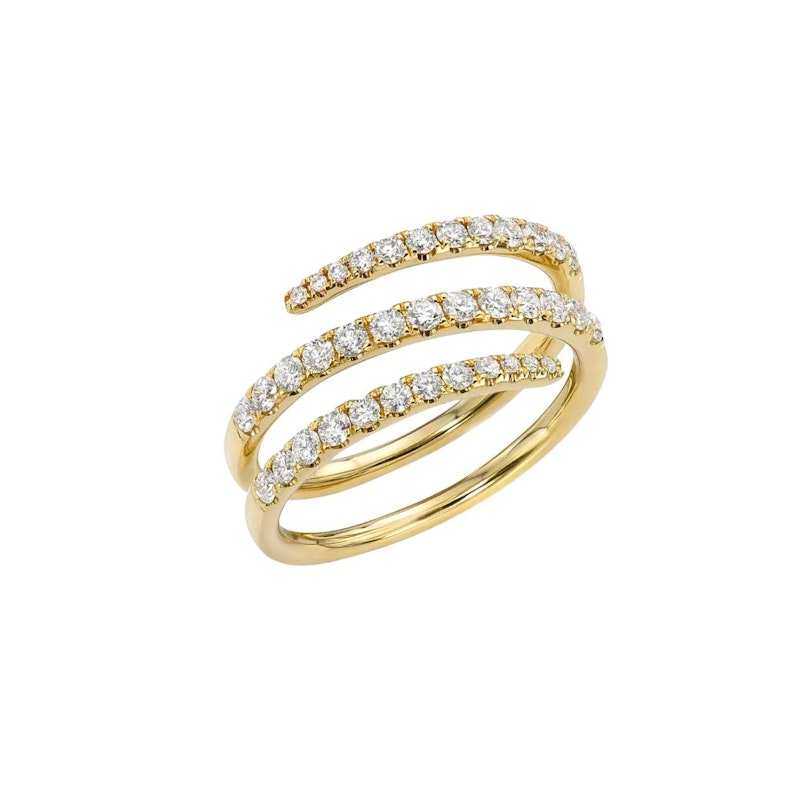 14k Yellow Gold Multi-Row Diamond Wrap Pinkie Ring