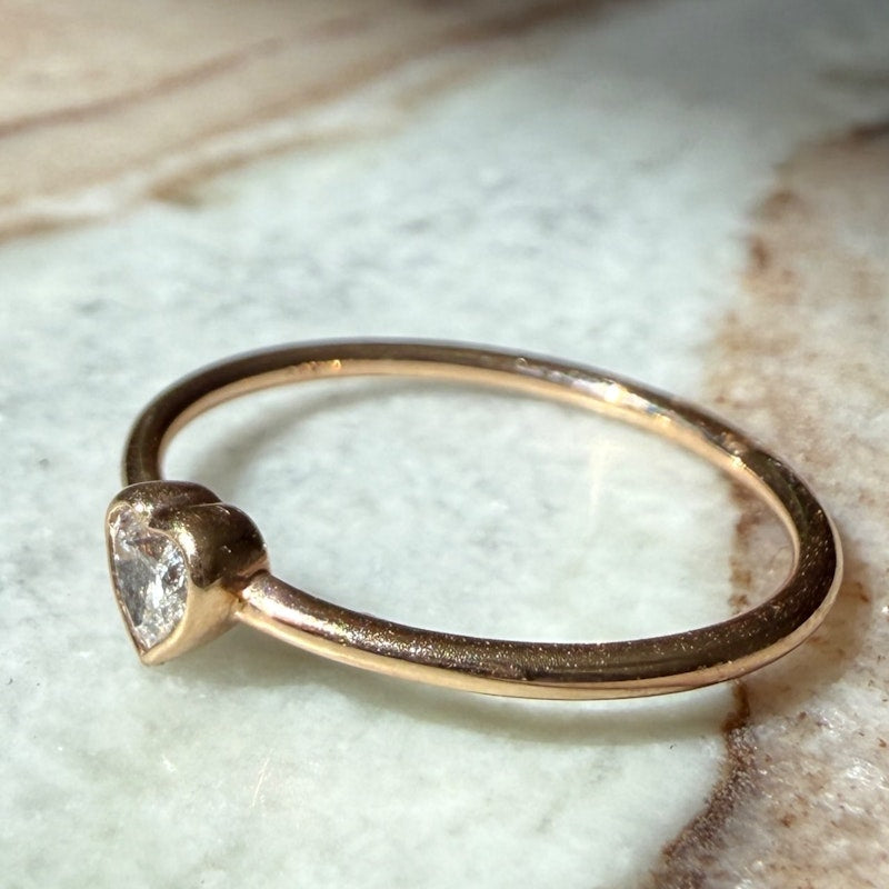 14k Rose Gold Heart-Cut Diamond Solitaire Ring