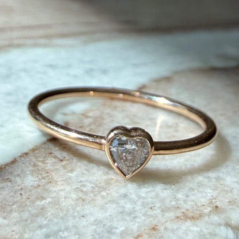 14k Rose Gold Heart-Cut Diamond Solitaire Ring