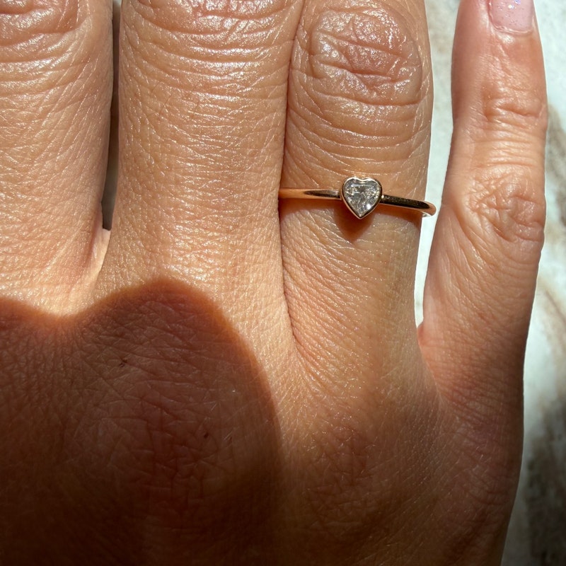 14k Rose Gold Heart-Cut Diamond Solitaire Ring