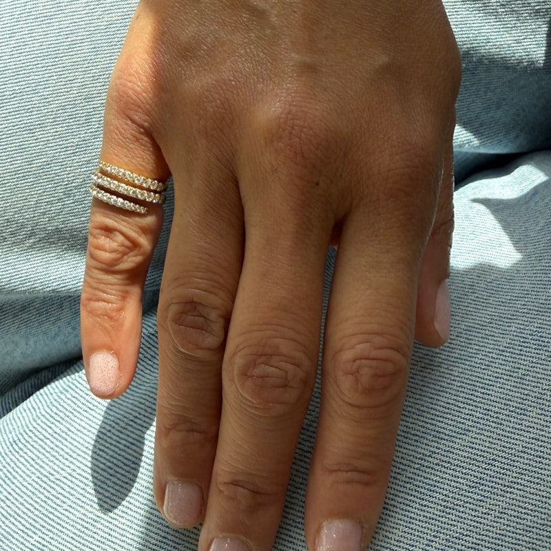 14k Yellow Gold Multi-Row Diamond Wrap Pinkie Ring