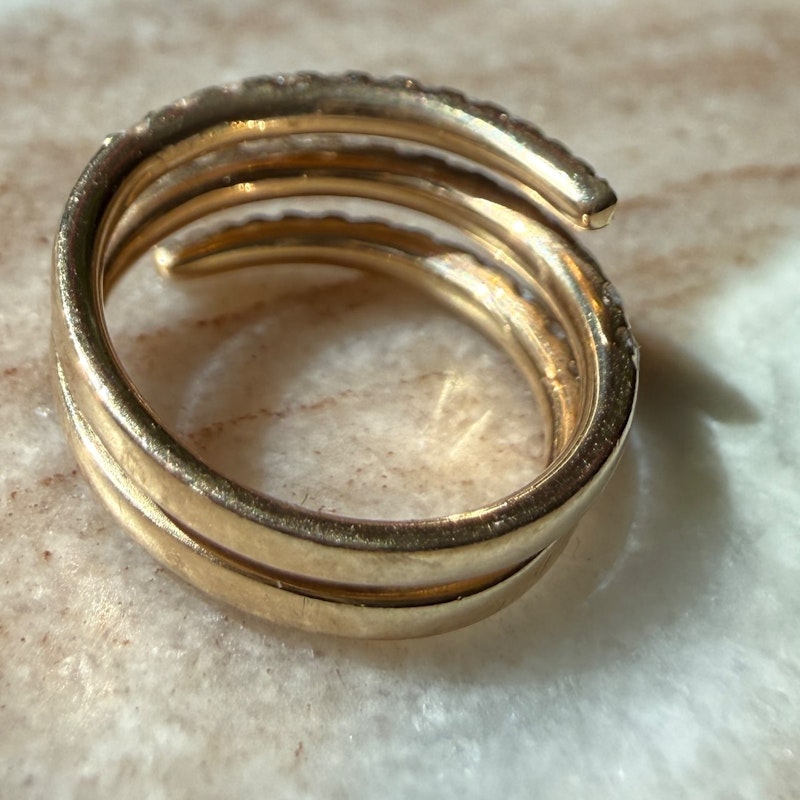 14k Yellow Gold Multi-Row Diamond Wrap Pinkie Ring