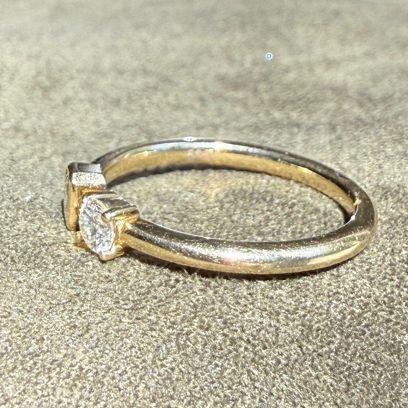 14k Yellow Gold Emerald-Cut & Round Diamond Toi et Moi Ring