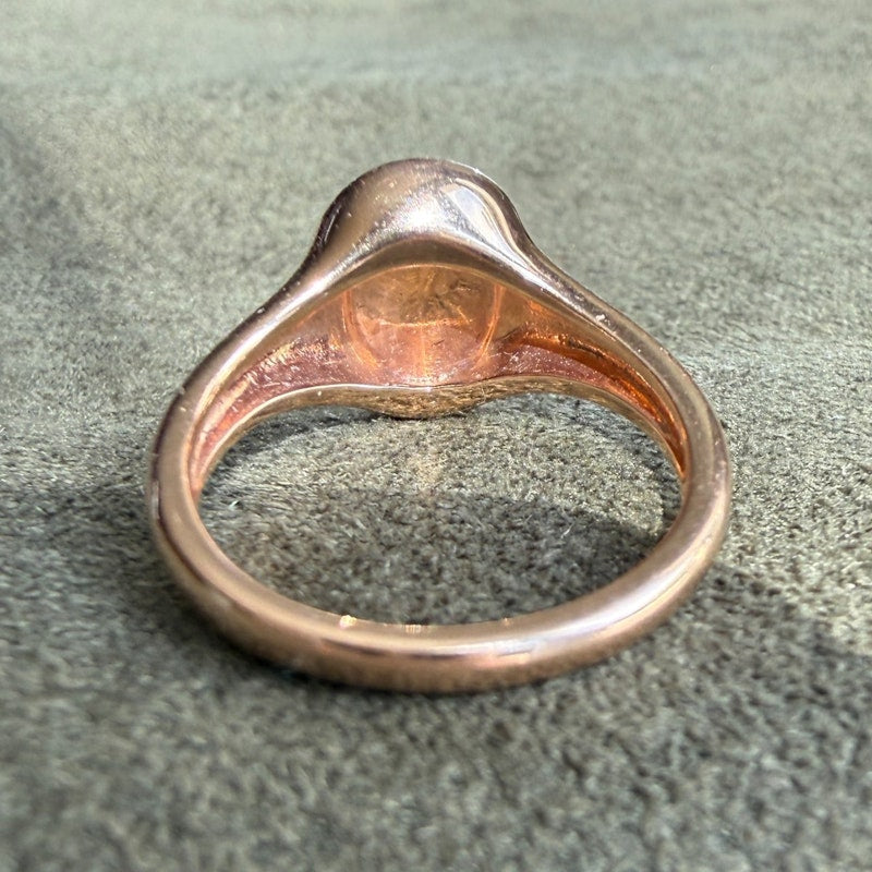 14k Rose Gold Diamond Halo Signet Ring