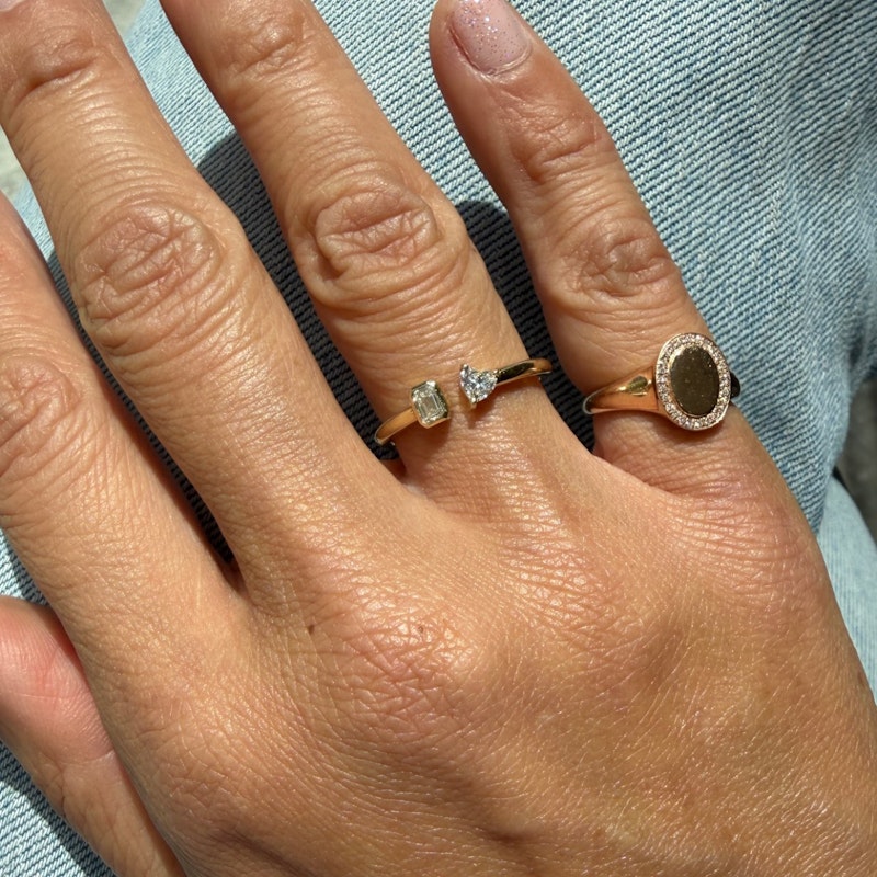 14k Rose Gold Diamond Halo Signet Ring