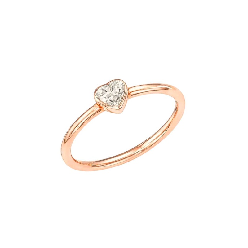 14k Rose Gold Heart-Cut Diamond Solitaire Ring