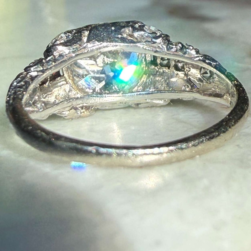 Antique Old Mine Cut Diamond Ring ~1.25–1.40ct 14k White Gold with Old-Cut Diamond Shoulders
