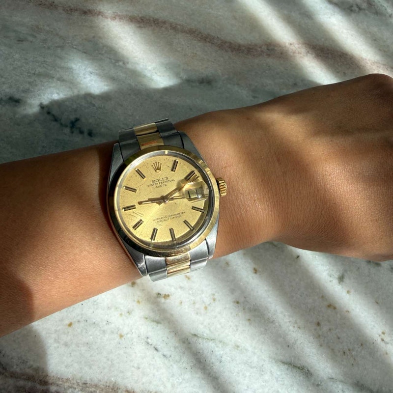 Vintage Rolex Oyster Perpetual Date 34mm Two-Tone Steel & Gold Watch