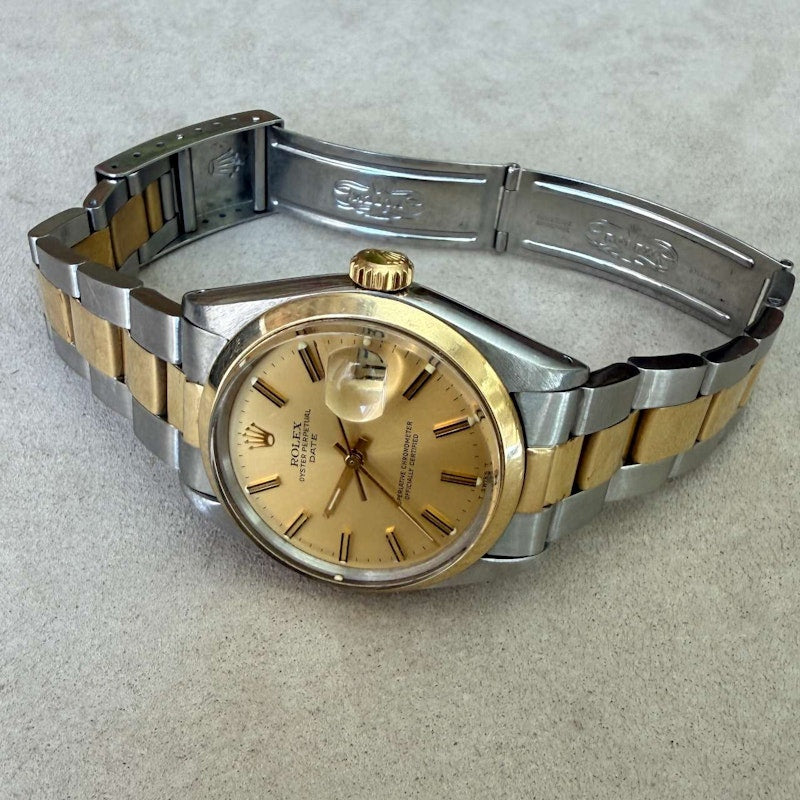 Vintage Rolex Oyster Perpetual Date 34mm Two-Tone Steel & Gold Watch