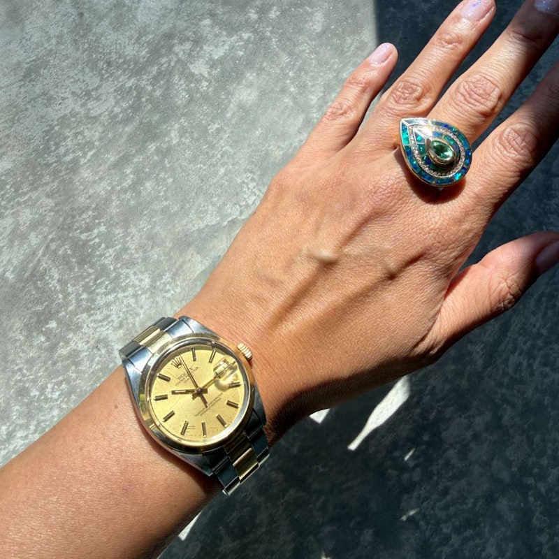 Vintage Rolex Oyster Perpetual Date 34mm Two-Tone Steel & Gold Watch