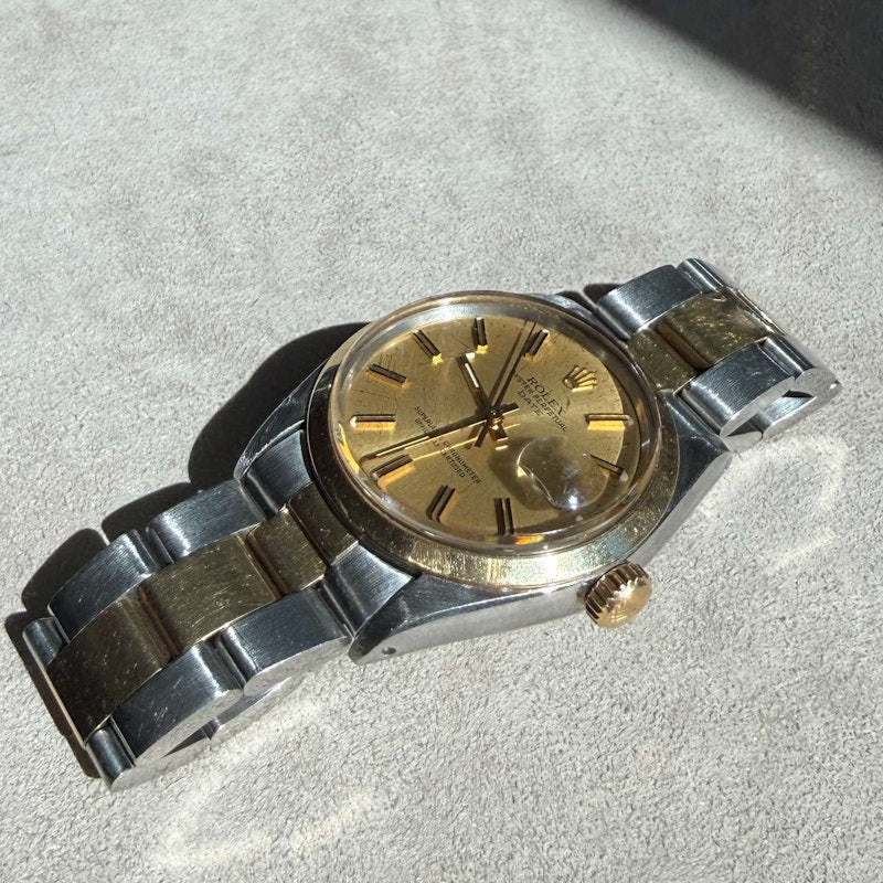 Vintage Rolex Oyster Perpetual Date 34mm Two-Tone Steel & Gold Watch