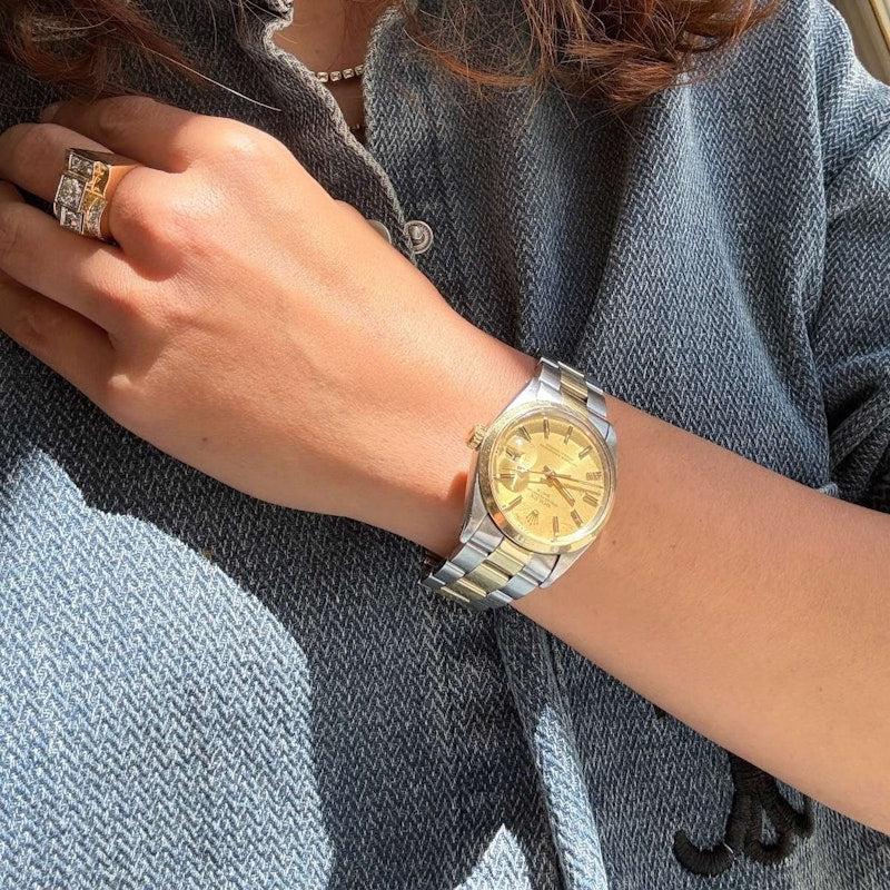 Vintage Rolex Oyster Perpetual Date 34mm Two-Tone Steel & Gold Watch