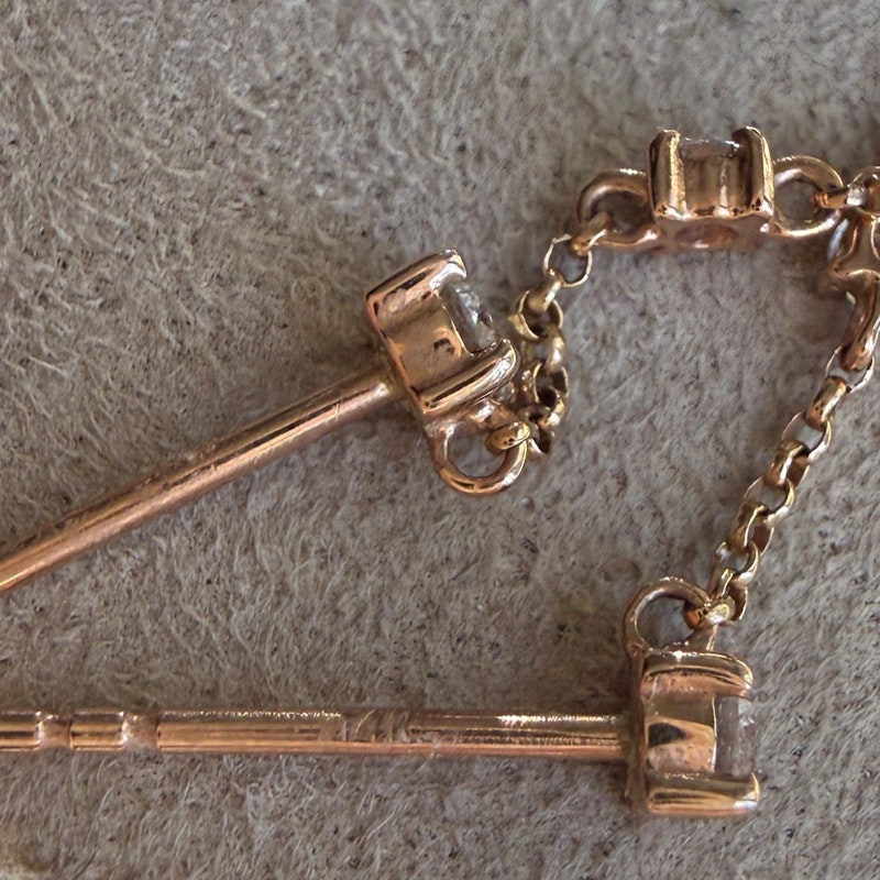 14k Rose Gold Four Diamond Drop Chain Earrings