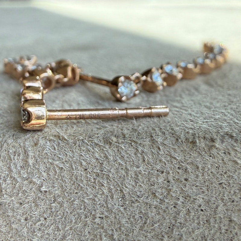 14k Rose Gold 10-Drop Diamond Chain Earrings
